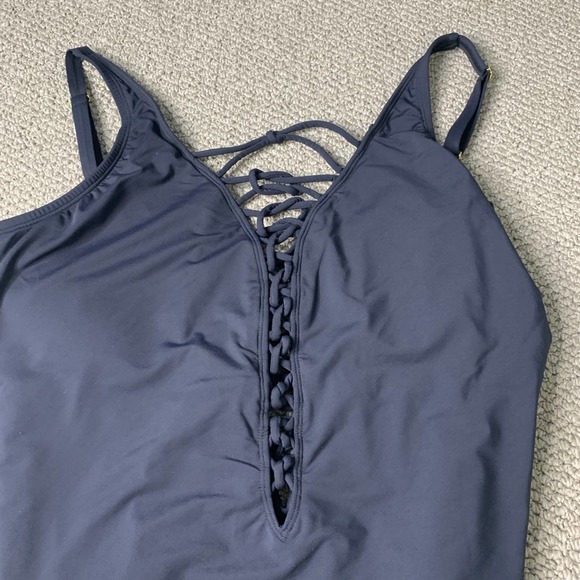 Bleu Rod Beattie Womens Swimsuit Size 20W Black Oh So Knotty One-Piece Plunge - Picture 2 of 10